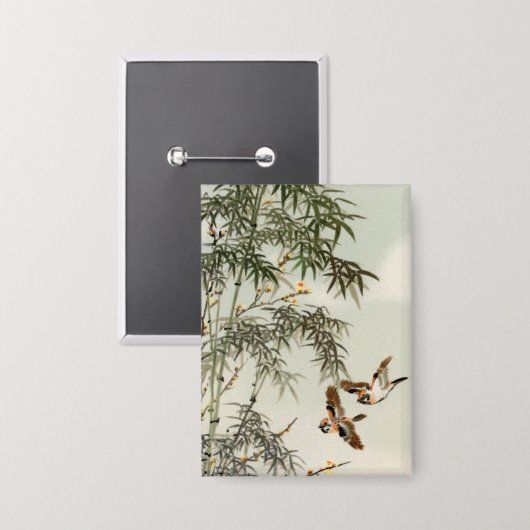 Vogels Bamboe Aziatisch Japans  Button (Voorkant / Achterkant)