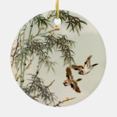 Vogels Bamboe Aziatisch Japans  Keramisch Ornament (Achterkant)
