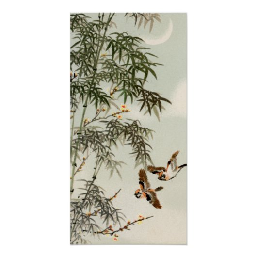 Vogels Bamboe Aziatisch Japans Perfect Poster (Voorkant)