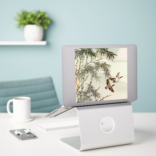 Vogels Bamboe Aziatisch Japans Sticker (Laptop op bureau)