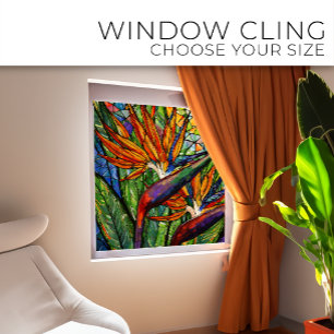 Vogels bij Sunrise Glas in lood art Raamsticker