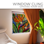 Vogels bij Sunrise Glas in lood art Raamsticker