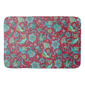 Vogels, Bloemen, Blauw, Rood Badmat (Voorkant)