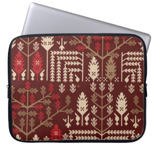 Vogels Bloemen Donkerblauw Patroon Laptop Sleeve