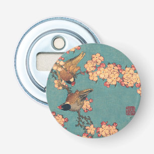 Vogels Bloemen Hokusai Japanse kunst Button Flesopener