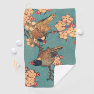 Vogels Bloemen Hokusai Japanse kunst Golfhanddoek