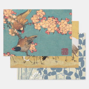 Vogels Bloemen Hokusai Japanse kunst Inpakpapier Vel
