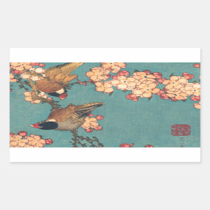 Vogels Bloemen Hokusai Japanse kunst Rechthoekige Sticker