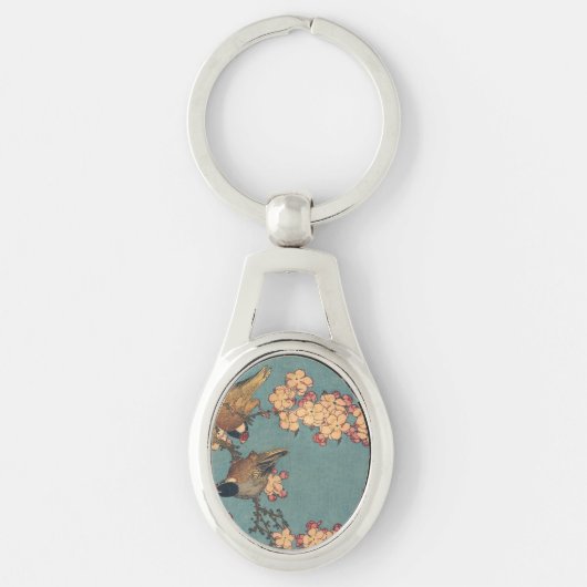 Vogels Bloemen Hokusai Japanse kunst Sleutelhanger (Voorkant)