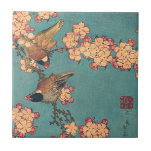 Vogels Bloemen Hokusai Japanse kunst Tegeltje
