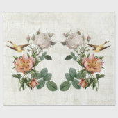  vogels Botanische bloemen Ephemera ontkoppeling Cadeaupapier (Vlak)