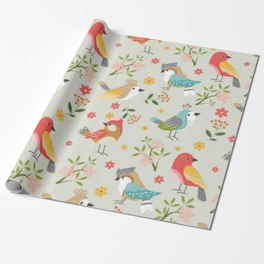 vogels cadeaupapier (Uitgerold)