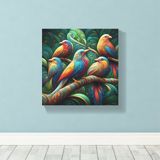 vogels canvas afdruk (Insitu (Houten vloer))