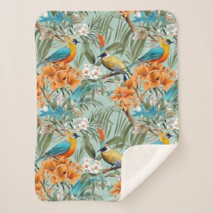 Vogels Chinoiserie Mint Sinaasappel Sherpa Deken