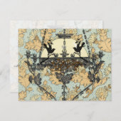 Vogels Damask Chandelier Wedding RSVP (Voorkant / Achterkant)