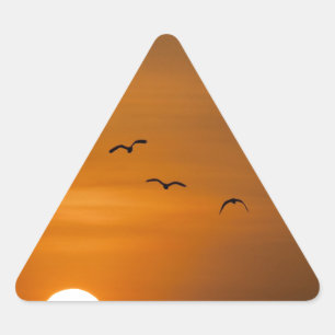 Vogels die in de zon vliegen driehoek sticker