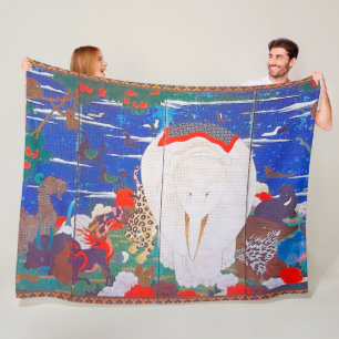 Vogels, dieren en bloeiende Planten (rechts)Jakuch Fleece Deken