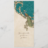 vogels donkerblauw Blauwgroen blauw, menukaart (Achterkant)