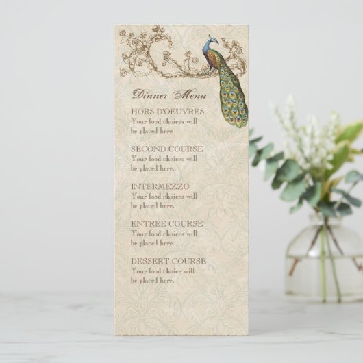 vogels donkerblauw Blauwgroen blauw, menukaart (Staand voorkant)