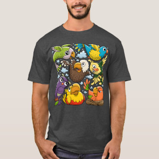 Vogels Doodles Hand getrokken jongen T-shirt