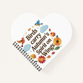 Vogels dragen de herfstgeest op vleugels notitieboek