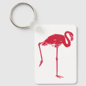 vogels, een roze flamingo met één been omhoog sleutelhanger (Voorkant)