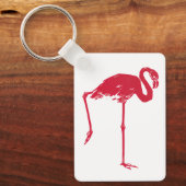 vogels, een roze flamingo met één been omhoog sleutelhanger (Voorkant)