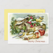 vogels en appels in de kerststal briefkaart (Voorkant / Achterkant)