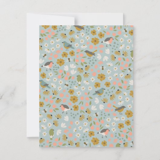 Vogels en bijen bruids douche uitnodiging Insert (Achterkant)