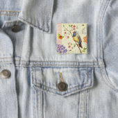 Vogels en bijen vierkante button 5,1 cm (In situ)