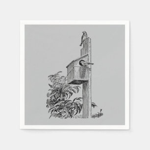  vogels en Birdhouse Silver Servetten