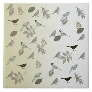 Vogels en bladeren tegeltje