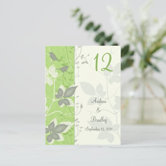 Vogels en bladeren Trouwtafel Nummer Kaart (Staand voorkant)
