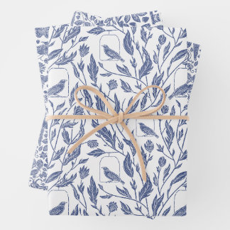 Vogels en Blauw inpakpapier vellen