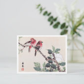 Vogels en bloem, Imao Keinen Briefkaart (Staand voorkant)