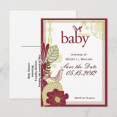 Vogels en bloemen aankondigingskaart (Voorkant / Achterkant)