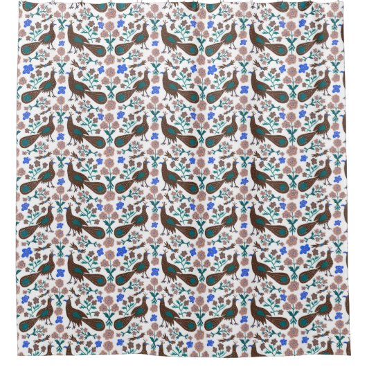 Vogels en bloemen Boho Folk Pattern Douchegordijn (Voorkant)