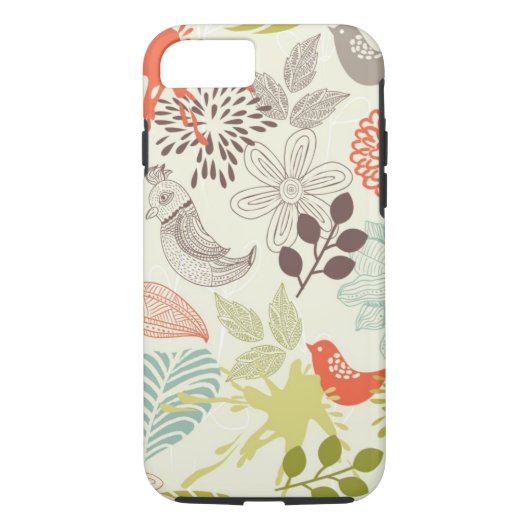 vogels en bloemen Case-Mate iPhone case (Achterkant)