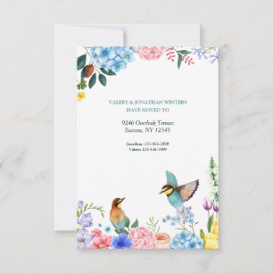 Vogels en bloemen die aankondigingen verplaatsen