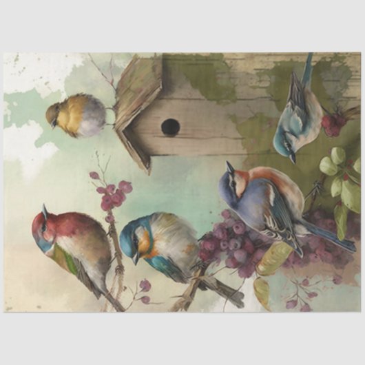 Vogels en bloemen Ephemera Design Series #11 Tissuepapier (Voorkant)