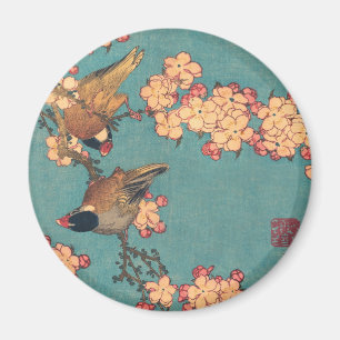 Vogels en Bloemen Japanse Kunst Roze Bloemstuk Magneet