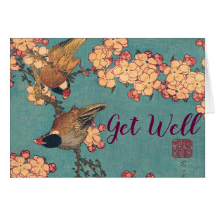 Vogels en bloemen Japanse kunstroze Floral