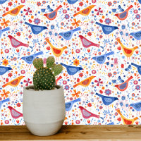 Vogels en bloemen Kleurrijke Waterverf Kunst