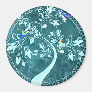 Vogels en bloemen magneet