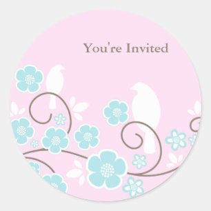 Vogels en bloemen ronde sticker