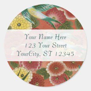 Vogels en bloemen ronde sticker