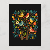 Vogels en bloemen Scandinavische volkskunst Feestdagenkaart (Voorkant)