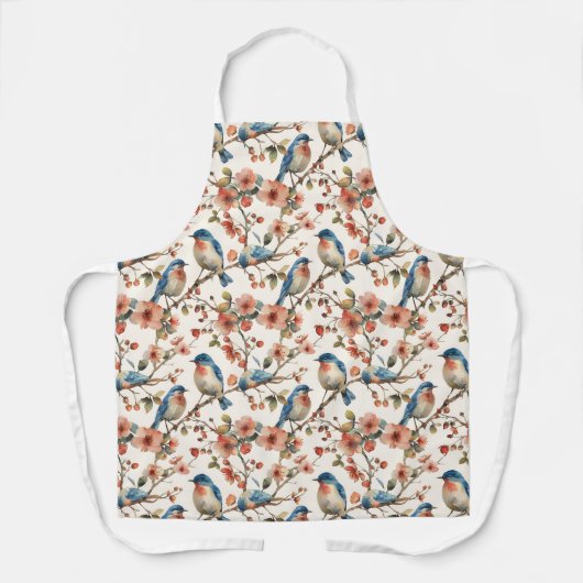 vogels en bloemen schort (Voorkant)