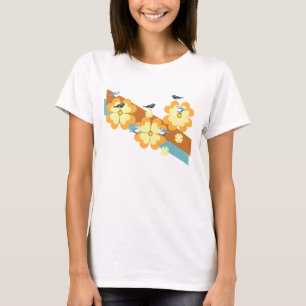Vogels en bloemen t-shirt