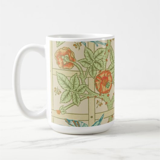 Vogels en bloemen Trellis William Morris Koffiemok (Links)